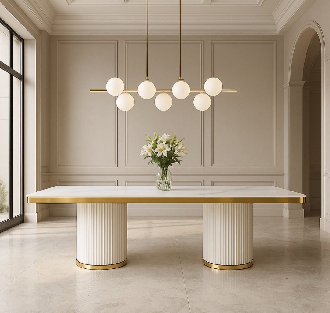 8 Seater Modern Luxury Dining Table with Marble Top · Intex Furniture SA
