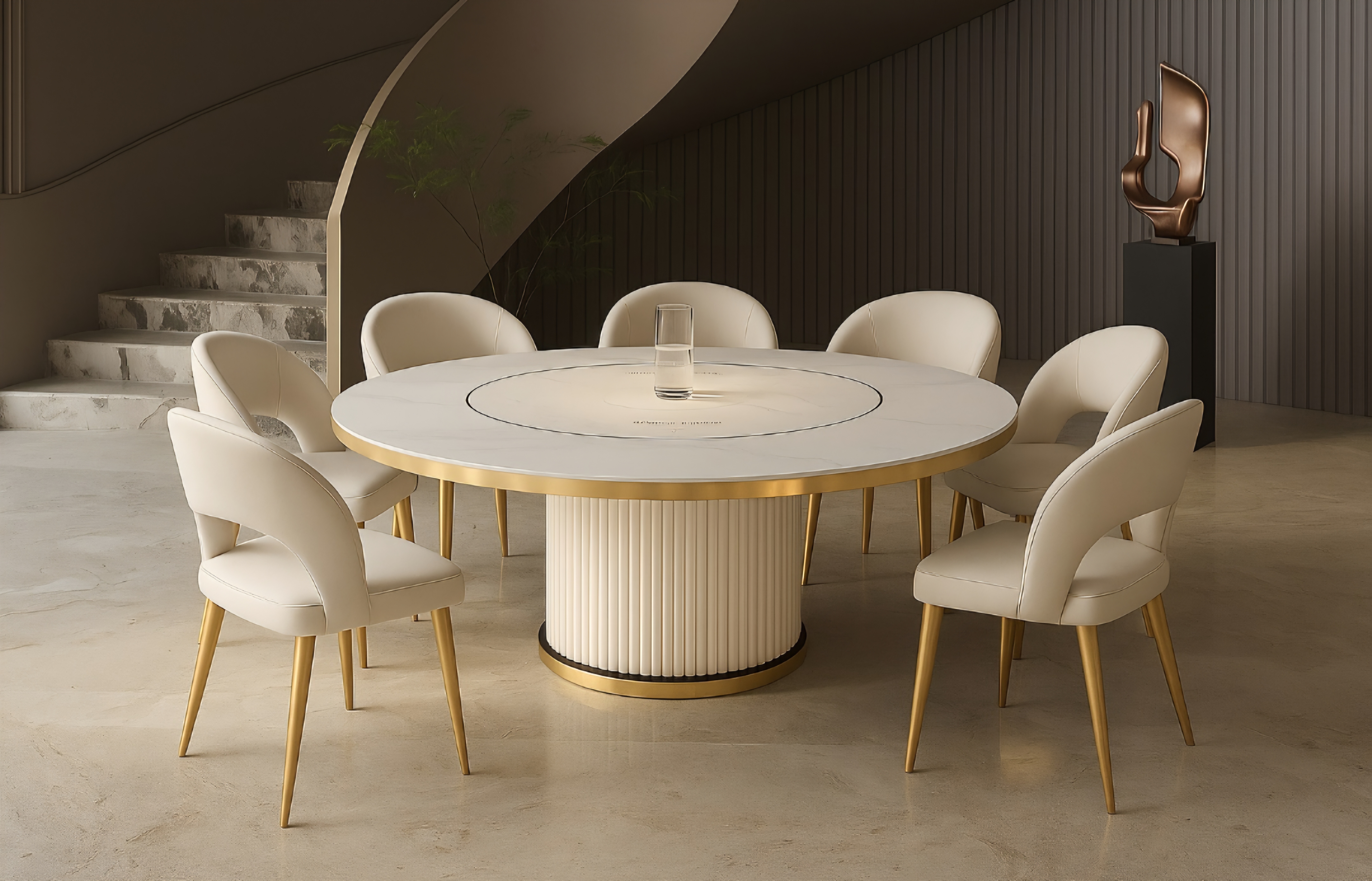 Modern Luxury Round Dining Table with Marble Top · Intex Furniture SA