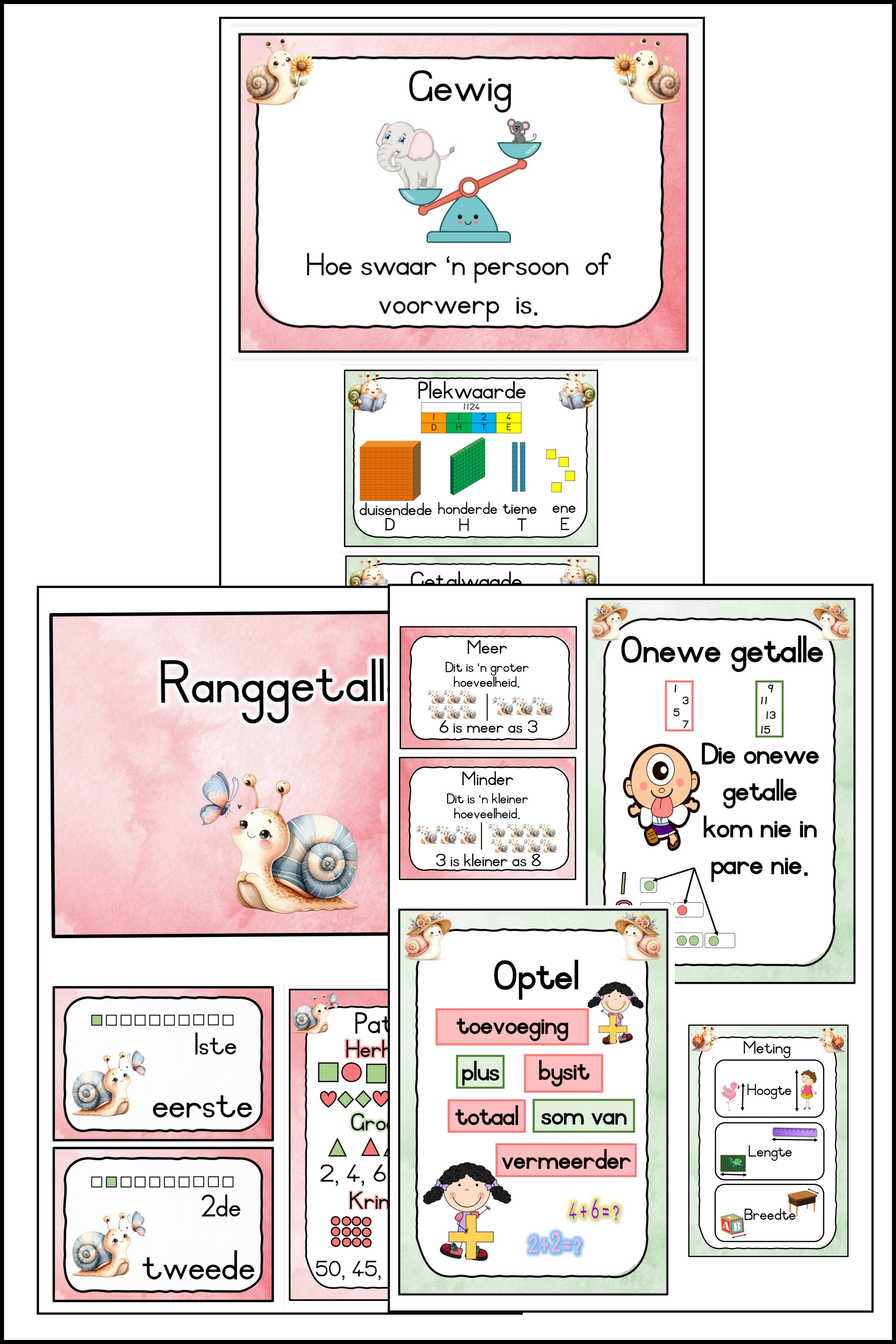 Grade R Mathematic Poster Snail Mathematic posters Grade 1-3 · Dazziling school Decor
