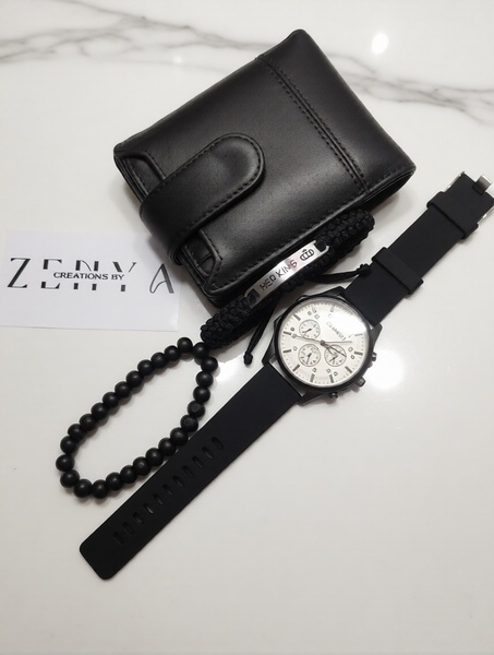 Bracelet, watch, wallet combo for Him