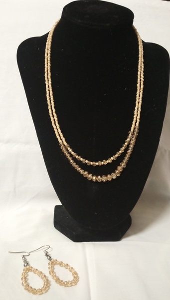 Crystal Glass Bead Necklace and Earrings