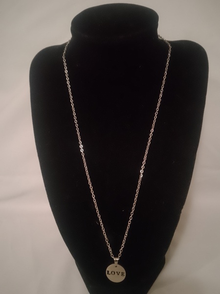 Stainless steel necklace with love pendant