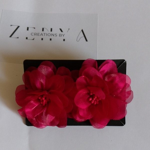 Fabric Flower Earrings, stainless steel