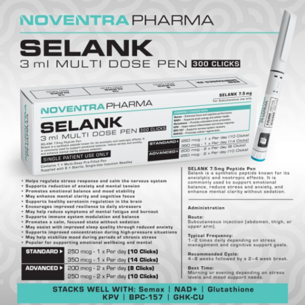 Noventra Pharama Selank Compound Peptide Pen 7.5mg - 3ml
