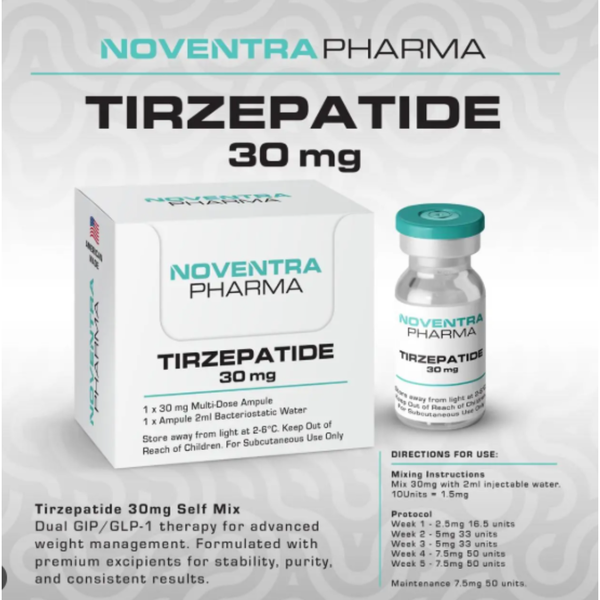 Noventra Pharma Tirzepatide 30mg Compound peptide Vial – Dual GLP-1/GIP Agonist