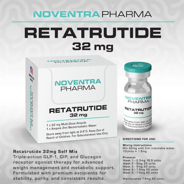Noventra Retatrutide 32mg Compound peptide Vial – The "Triple G" Agonist