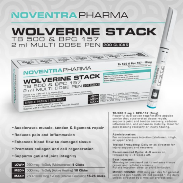 Noventra Pharma - Wolverine TB500/BPC-157 Compound Peptide Pen 10mg - 2ml