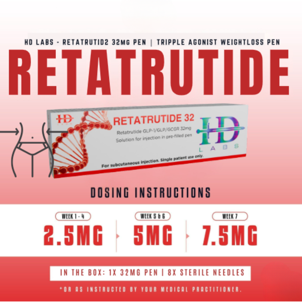 HD LABS Retatrutide 32 Research Compound Peptide Pen - 32mg