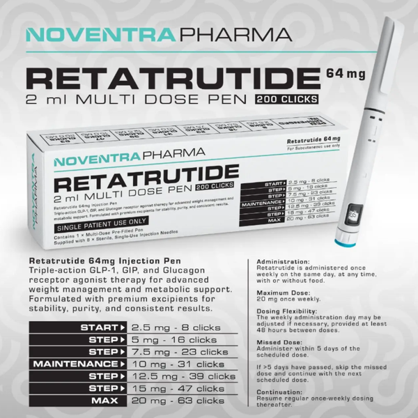 Noventra Pharma Retatrutide Research Compound peptide Pen 64mg