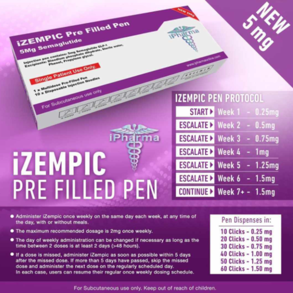 iPharma iZempic / Semaglutide Compound peptide Pen 5mg - 2ml