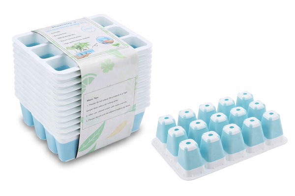 Reusable Silicone Seedling Tray – 12 Flexible Pop-Up Cells with Drainage (Blue & White)