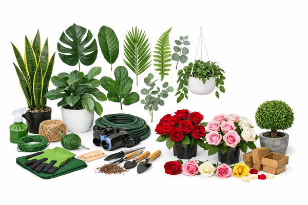 Artificial plants , leaves and flowers picture