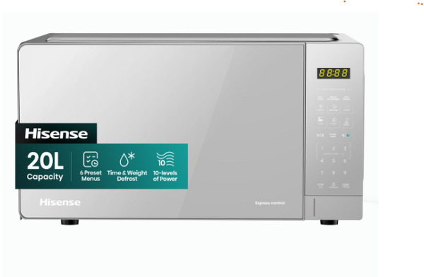Hisense 20L 700W Digital Microwave Oven with 6 Preset Menus - Mirror Silver Hisense H20moms15 picture