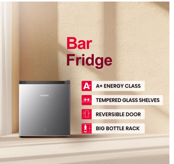 Mora 44L Lockable Bar Fridge - Titanium Silver