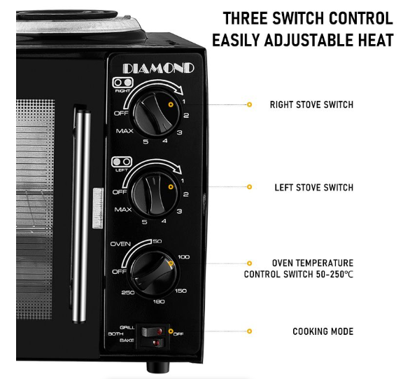 Diamond Black Electricity Oven Diamond Diamond - 28L Mini Oven