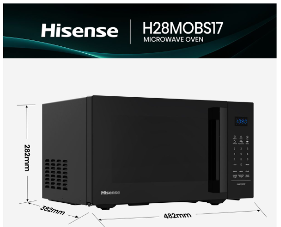 Hisense Microwaves - 28L 800W Electronic Microwave Oven with Handle - H28MOBS17