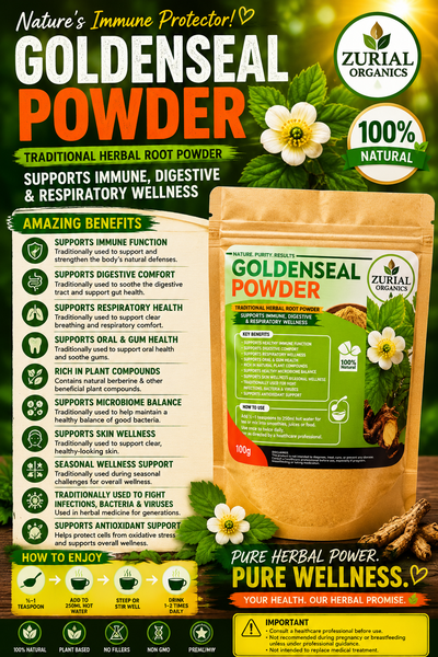 ZURIAL Organics™ Goldenseal Powder – 100g