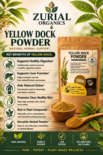 ZURIAL Organics™ Yellow Dock Powder – 100g