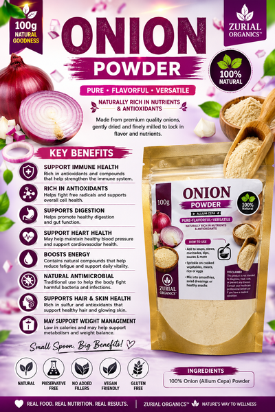 ZURIAL Organics™ Onion Powder – 100g