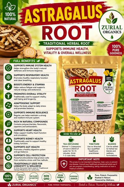 ZURIAL Organics™ Astragulus Root – 100g
