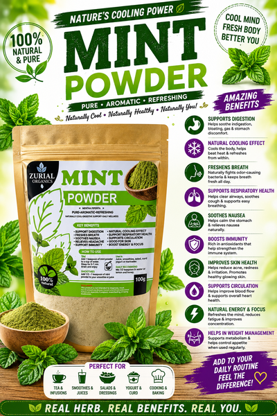 ZURIAL Organics™ Mint Powder – 100g