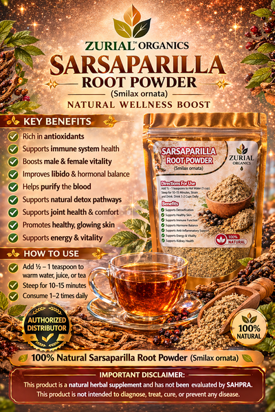 ZURIAL Organics™ Sarsaparilla Root Powder - 100g