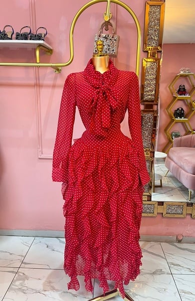 RED POLKA DOT MAXI DRESS BY CHICWISH