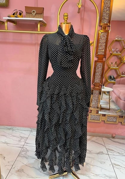 BLACK POLKA DOT MAXI DRESS BY CHICWISH