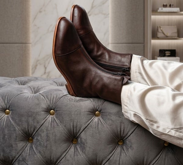 Patti Zipper Boots - Choc brown