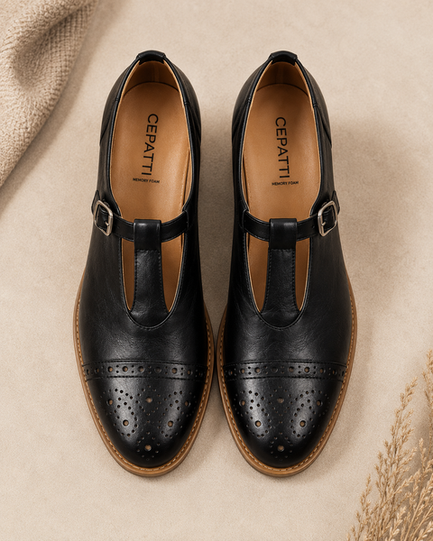 Nobuhle T-bar Oxfords  - Black