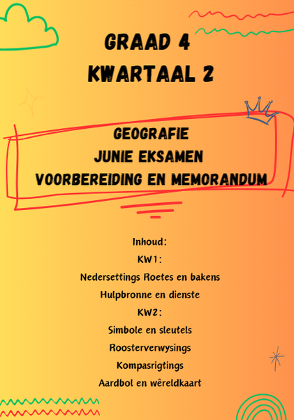 Graad 4 Kwartaal 2 Geografie Junie eksamen voorbereiding en memorandum picture