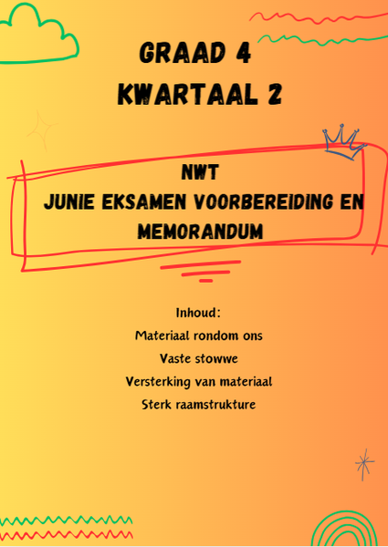 Graad 4 Natuurwetenskap en Tegnologie Junie eksamen voorbereiding en memorandum picture