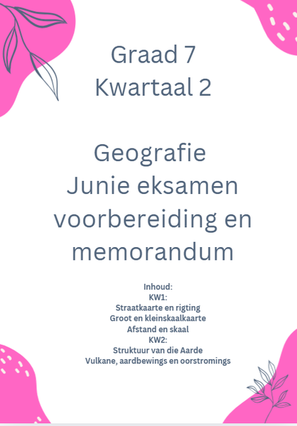 Graad 7 Kwartaal 2 Geografie Junie eksamen voorbereiding en memorandum picture