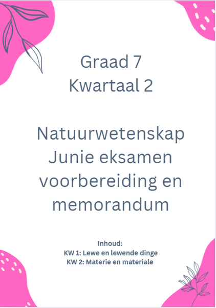 Graad 7 Kwartaal 2 NW Junie eksamen voorbereiding en memorandum picture