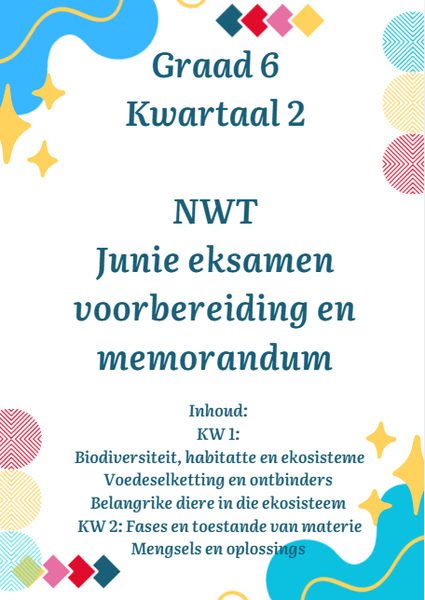 Graad 6 Kwartaal 2 NWT Junie eksamen voorbereiding en memorandum picture