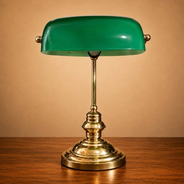 Vintage Traditional Green Glass Shade Banker's Desk Lamp