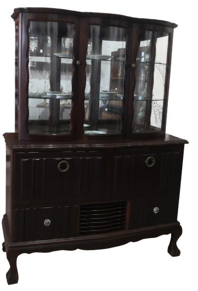 Antique Imbuia Display Cabinet