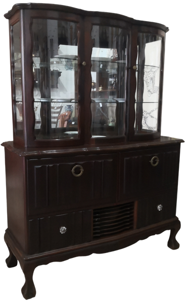 Antique Imbuia Display Cabinet