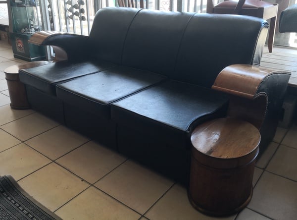 Mid-Century Modern Faux Leather Three Piece Lounging Suite