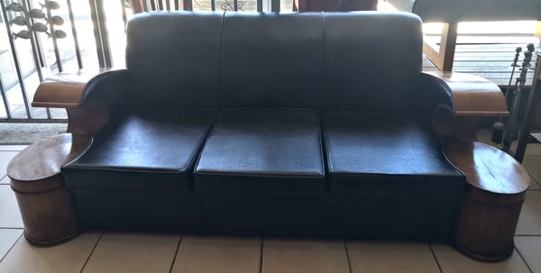 Mid-Century Modern Faux Leather Three Piece Lounging Suite