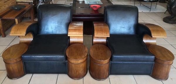 Mid-Century Modern Faux Leather Three Piece Lounging Suite