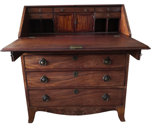 Mahogany Veneer Four Drawer Writing Bureau