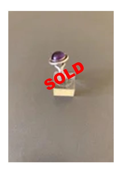 1960's Danish Sterling Silver Ring with Cabochon Amethyst by Niels Erik From