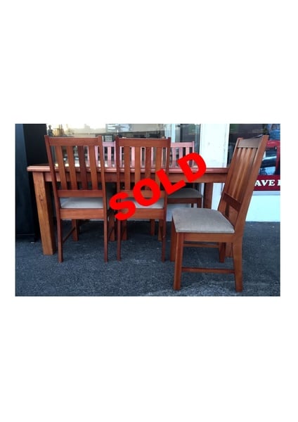 Solid Wood Six Seater Dining Table and Chairs