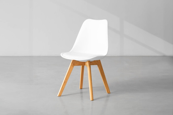 Set of Four White Cielo Atom Dining Chairs