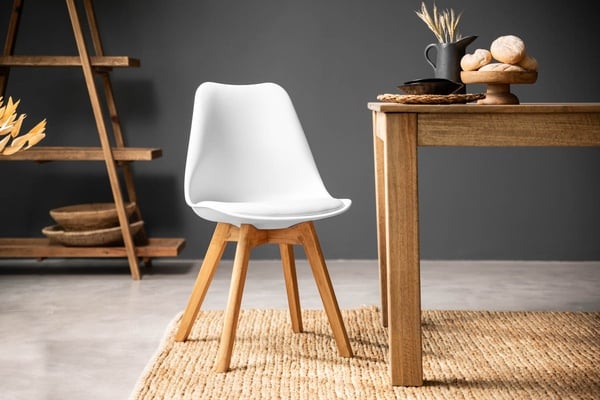 Set of Four White Cielo Atom Dining Chairs