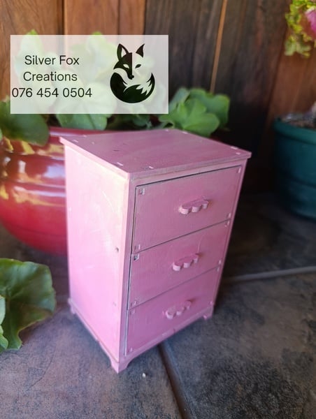 Wooden Jewelry/Trinket Box Pink whitewashed