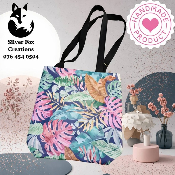 Shoulder Bag Pink and Green Monsterra