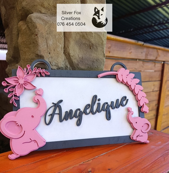 Custom wooden name door hanger