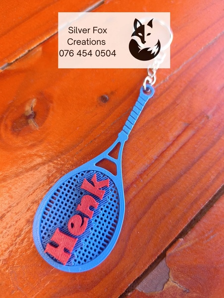3D printed tennis name keychain
